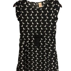 Girls Cat and Heart Print Dress Size 10/12 Black White By Faded Glory, NWOT